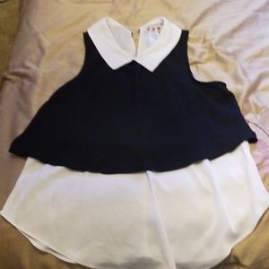 Three Pink Hearts black and white top